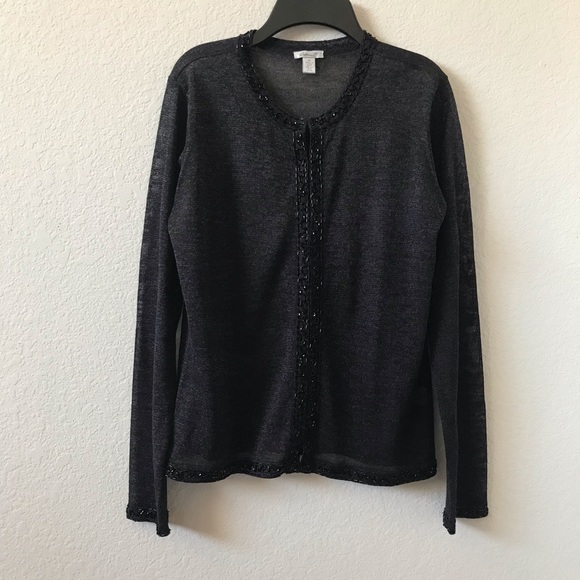 Arden B Black Beaded Long Sleeves Cardigan Size M - Picture 14 of 16